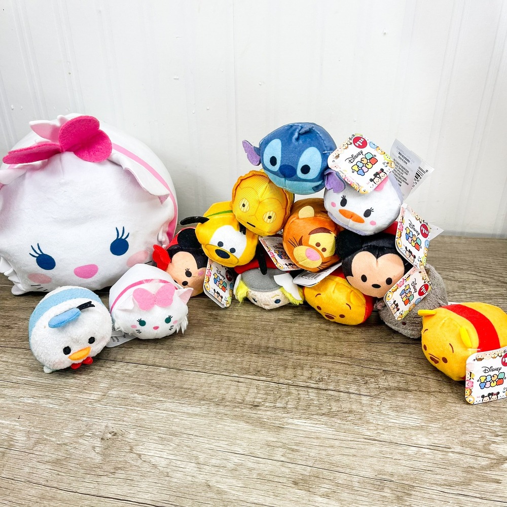 Disney Tsum Tsum Plush Lot Marie Mickey Winnie the Pooh Star Wars Marvel 11pc